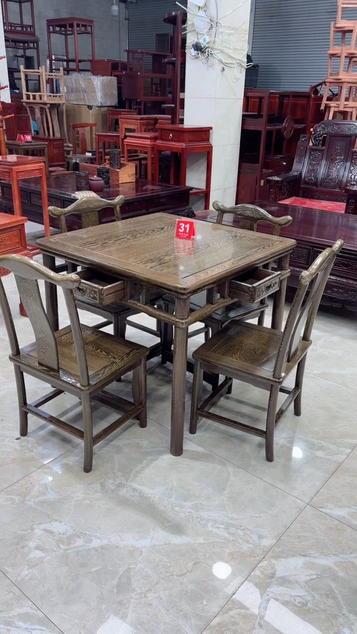 【闪购商品】花梨木类成套家具鸡翅木78方桌五件套