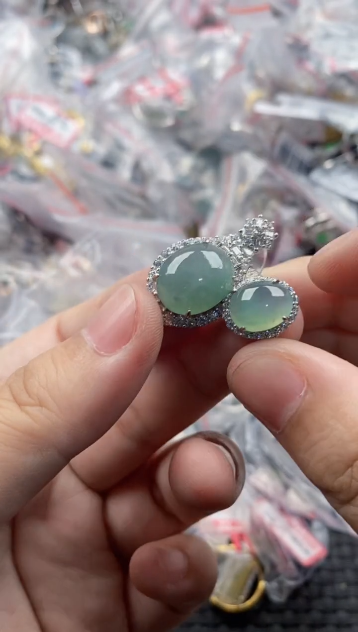 银S925镶嵌戒指翡翠1717   10