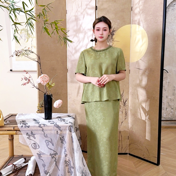 【花罗云缀·套装】轻奢中式复古显瘦女夏季新款气质通勤两件套装
