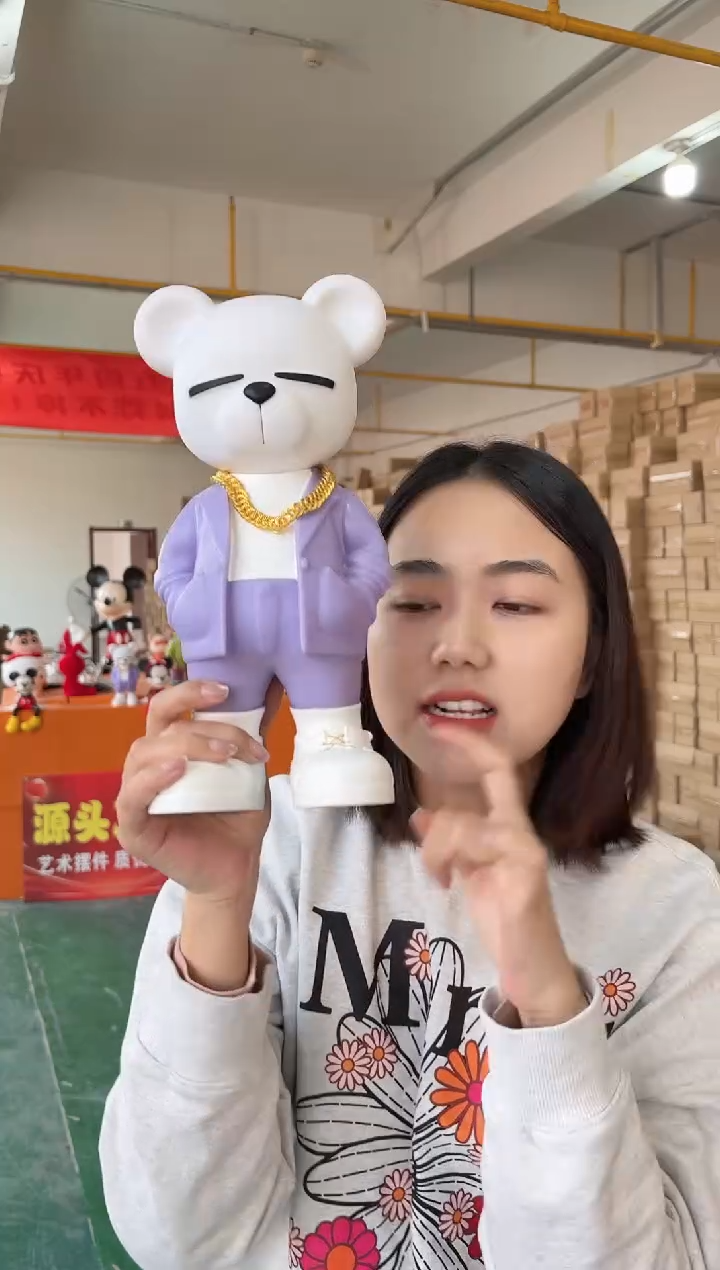 树脂暴富熊摆件+项链