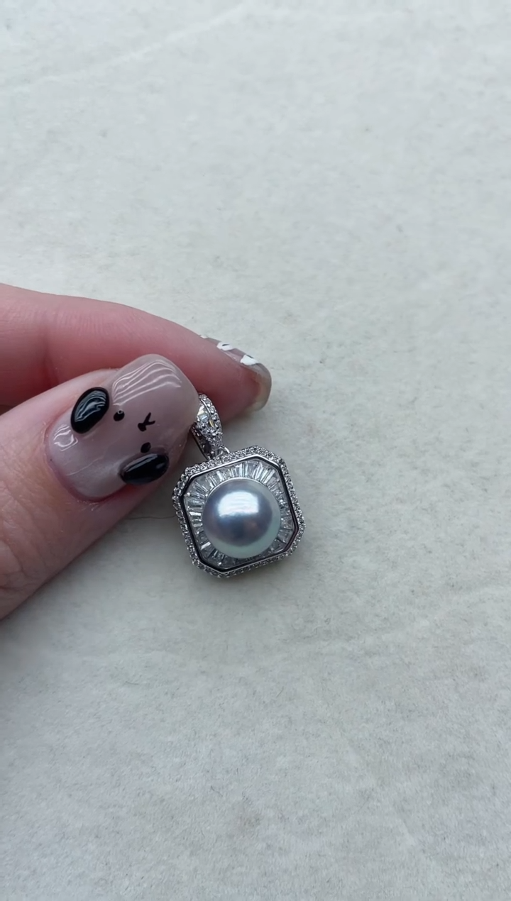 【闪购商品】海水珍珠吊坠银S925镶嵌128