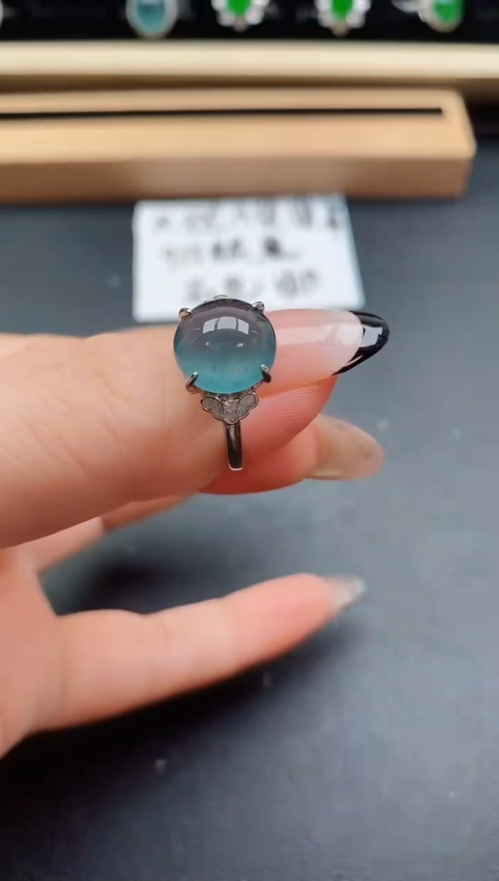 翡翠戒指银S925镶嵌5085
