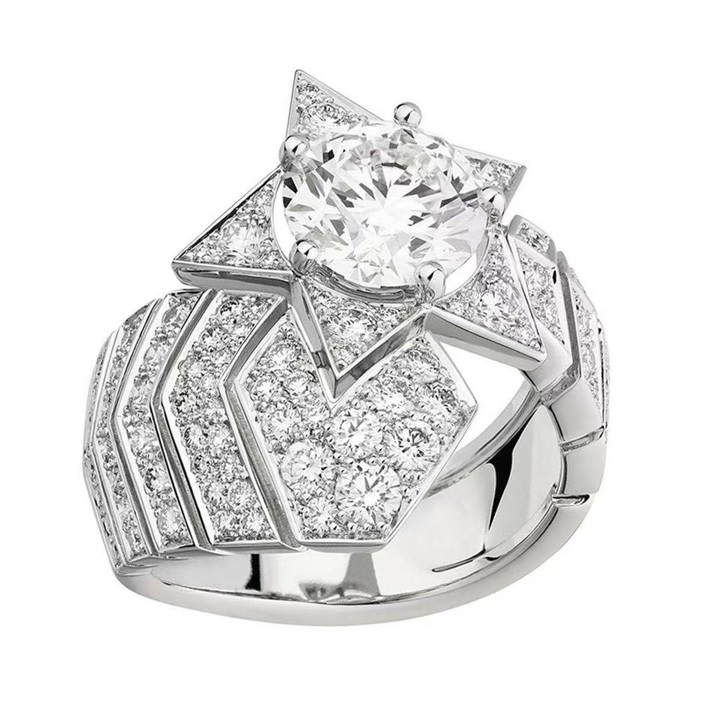 实验室培育钻石18K金彗星戒指 CZ (定制品质48小时鉴赏期）