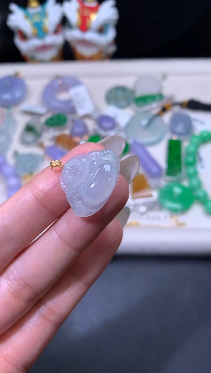 吊坠(不含链)18K金镶嵌翡翠翡翠