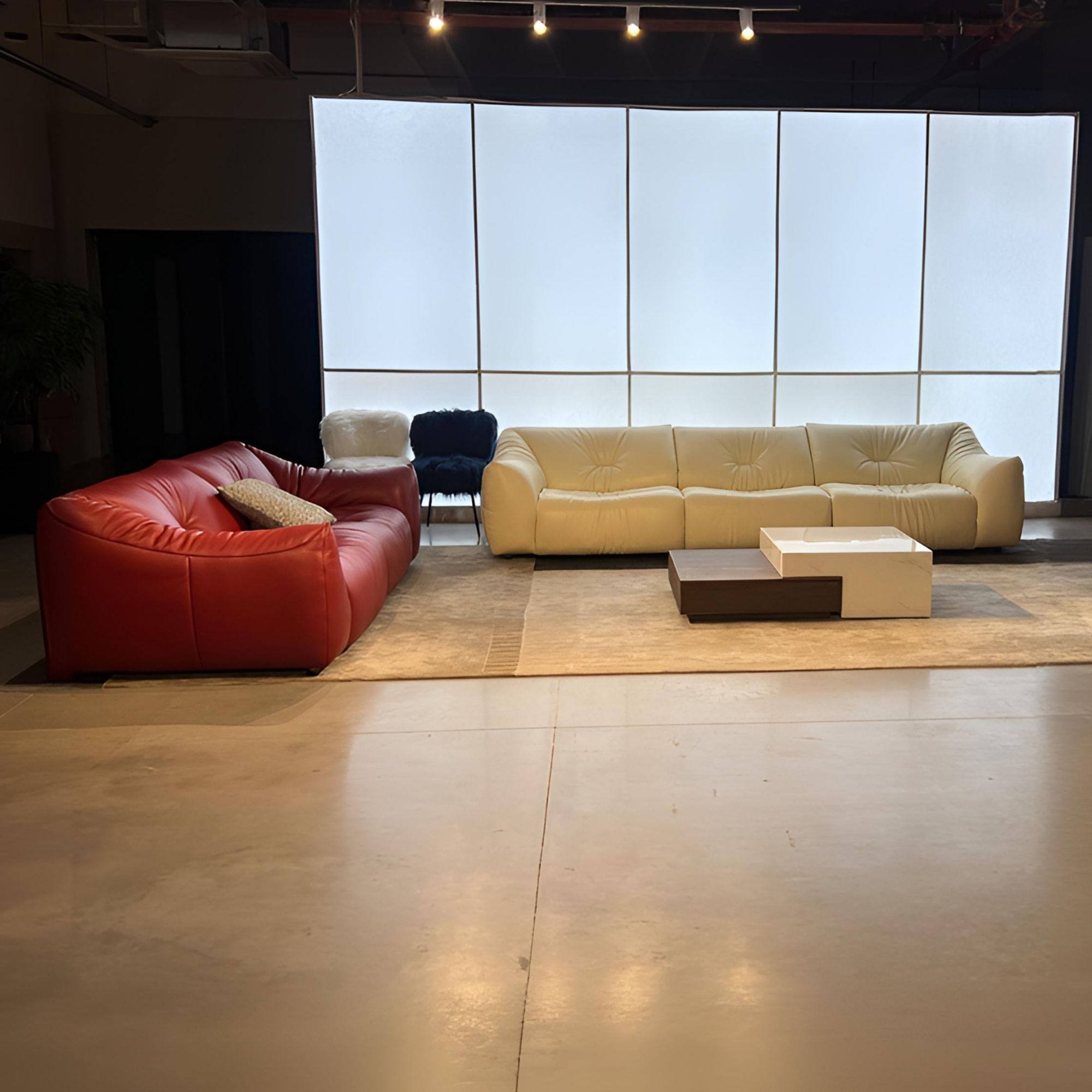 飞亚特糯米糍沙发极简奶油风客厅落地皮艺沙发