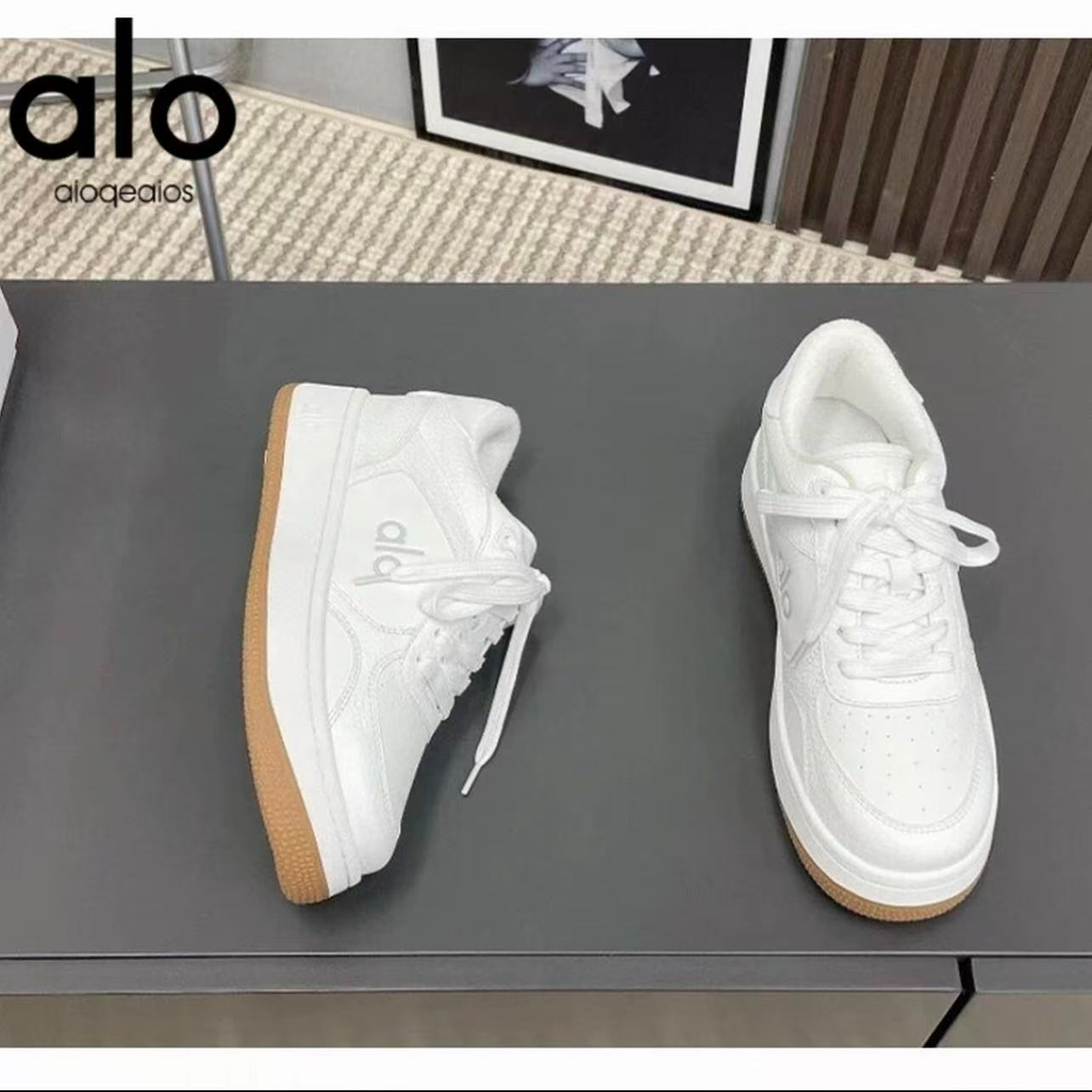 aioqeaios2025新款小白鞋减震系带板鞋韩版休闲鞋厚底鞋