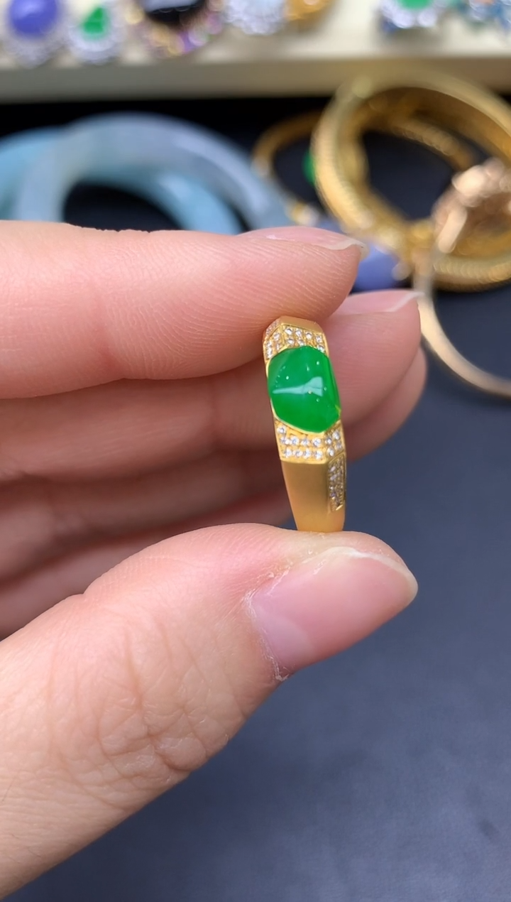 18K金镶嵌戒指翡翠336-雪姐翡翠天天见