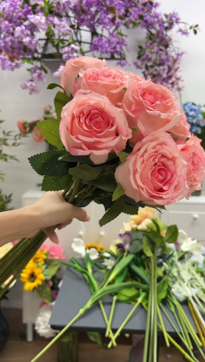 10枝粉色洛神花花