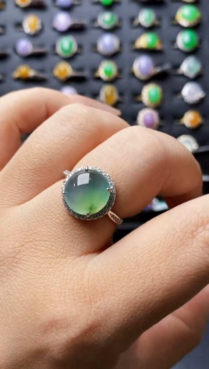 银S925镶嵌戒指翡翠0277