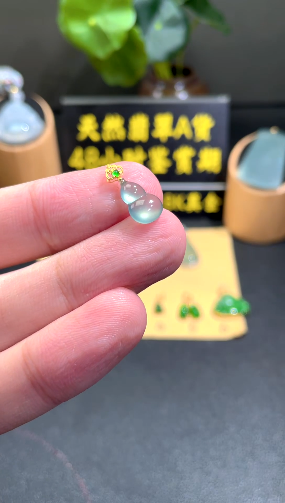 颈饰18K金镶嵌翡翠翡翠A货