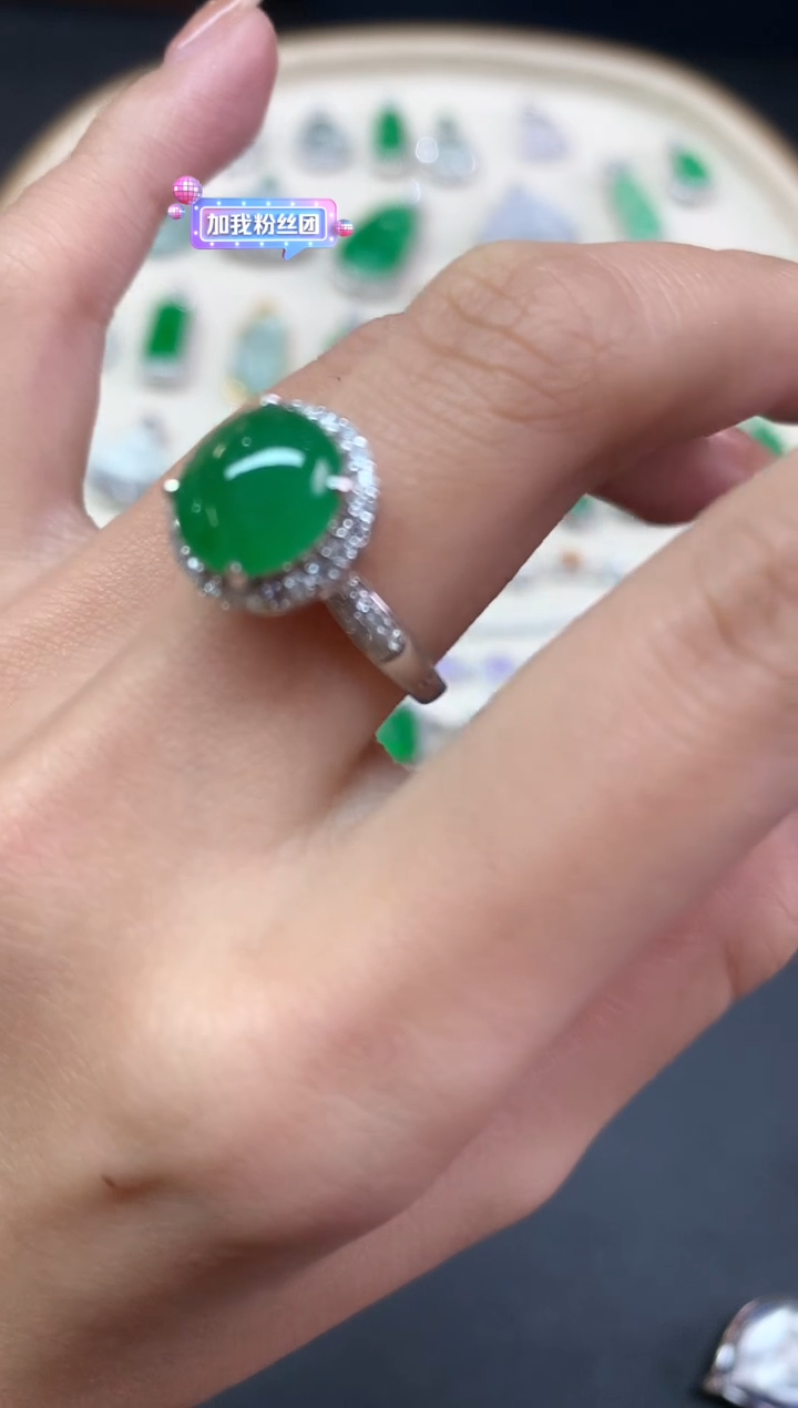 【闪购商品】翡翠戒指18K金镶嵌戒指A332|19800