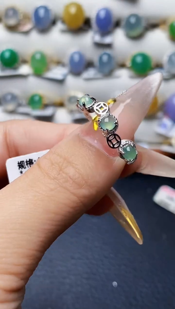 银S925镶嵌戒指翡翠0709