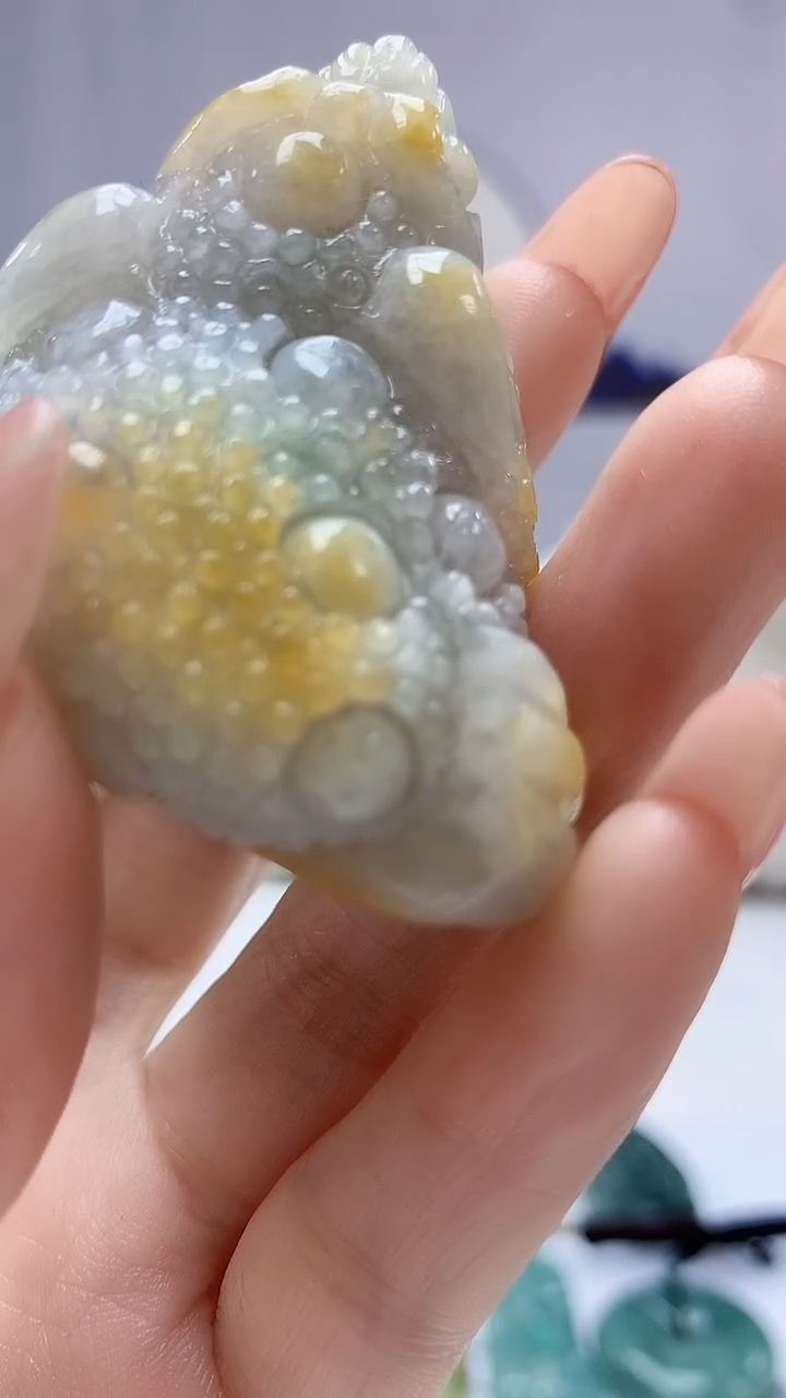 【闪购商品】定制翡翠未镶嵌4829DD-毛货挂件金蟾12