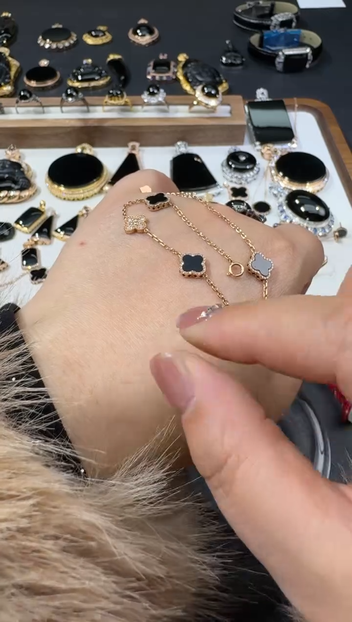 【闪购商品】翡翠手链18K金镶嵌S0224-S2-38多样性一件