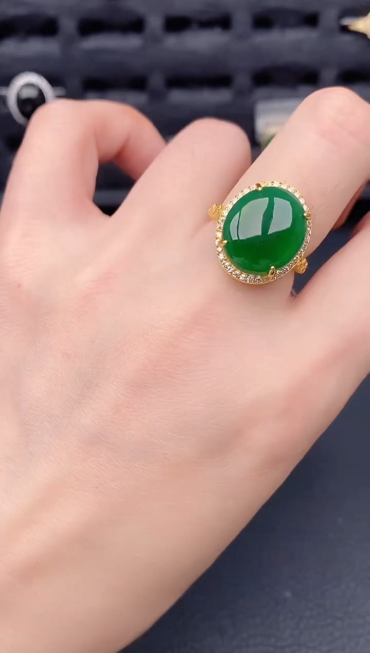 银S925镶嵌戒指翡翠天然a货翡翠250