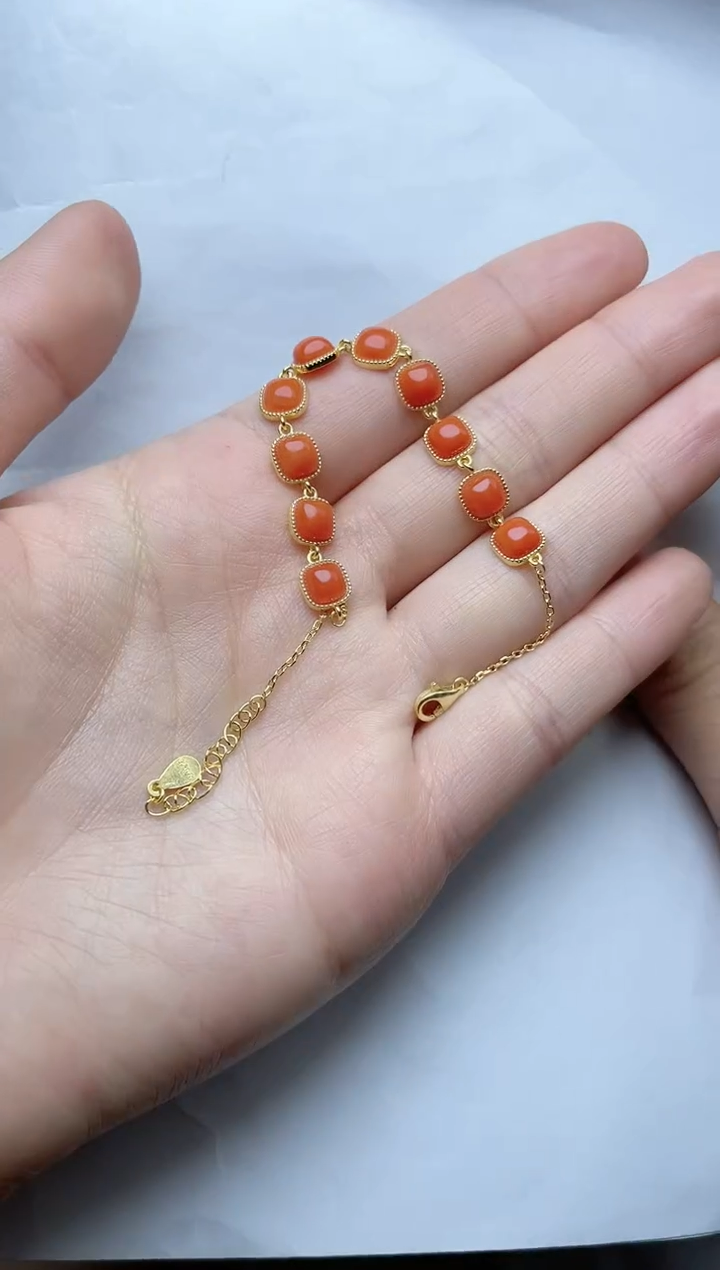 【闪购商品】南红玛瑙手链银S925镶嵌手链kk