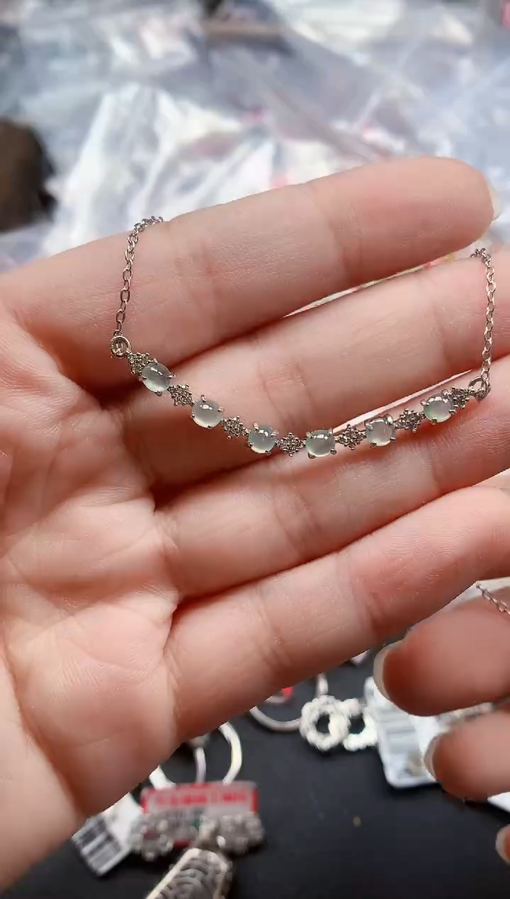 银S925镶嵌戒指翡翠天然A货缅甸翡翠