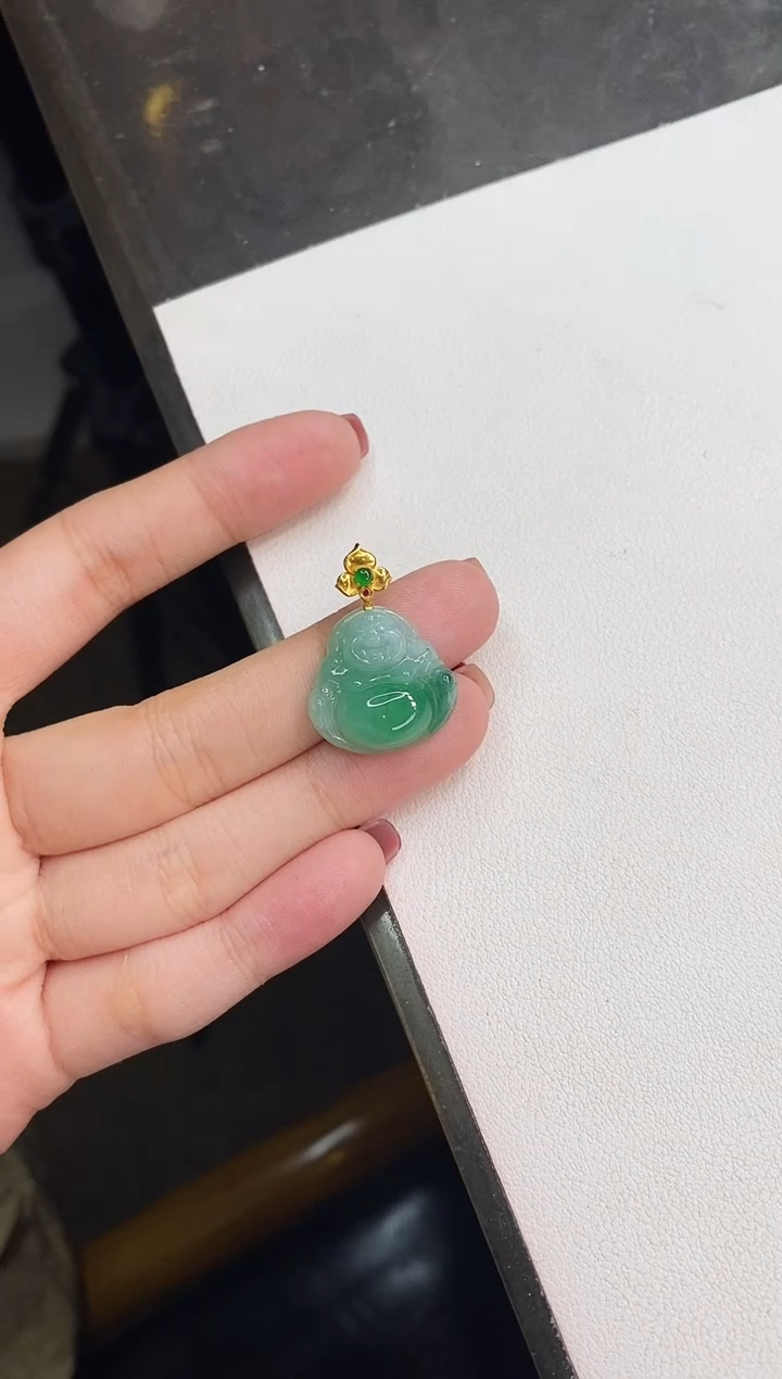 【闪购商品】翡翠颈饰18K金镶嵌佛公