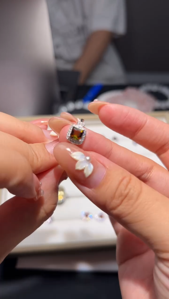 银S925镶嵌戒指碧玺西瓜双色碧玺戒指