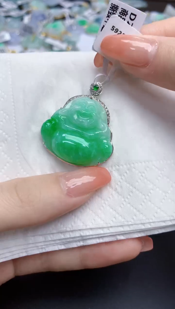 【闪购商品】翡翠颈饰18K金镶嵌天然缅甸翡翠A货