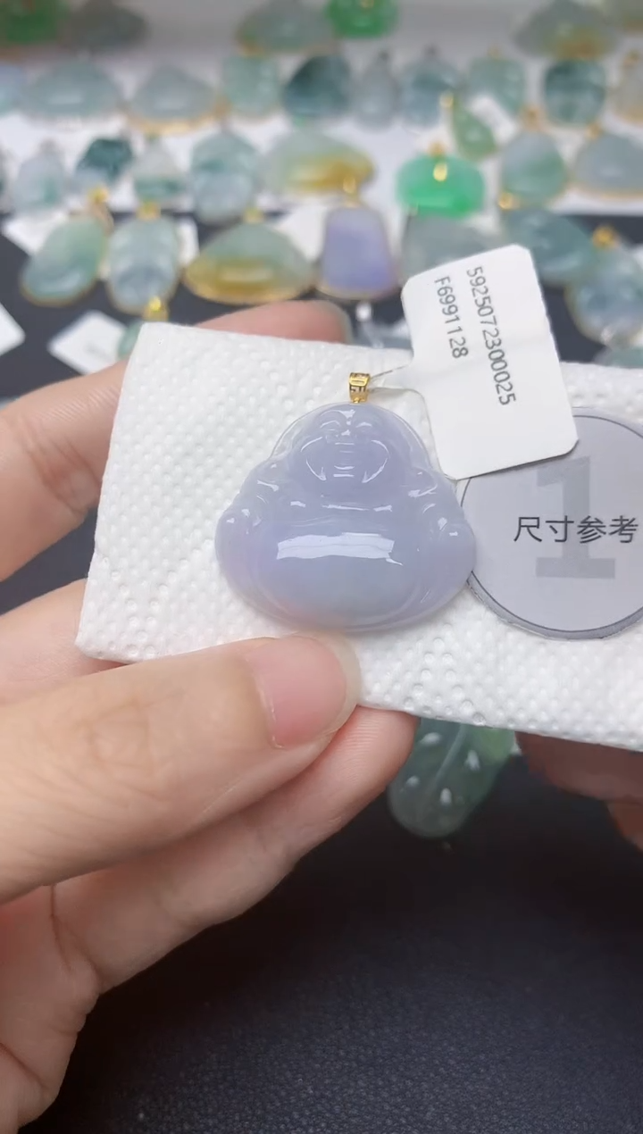 翡翠18K金镶嵌颈饰天然缅甸A货翡翠