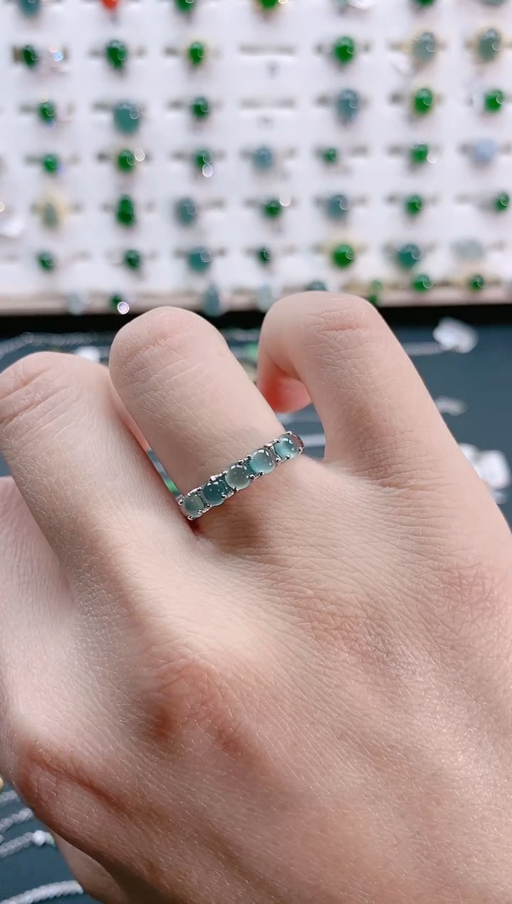 【闪购商品】翡翠戒指银S925镶嵌天然翡翠