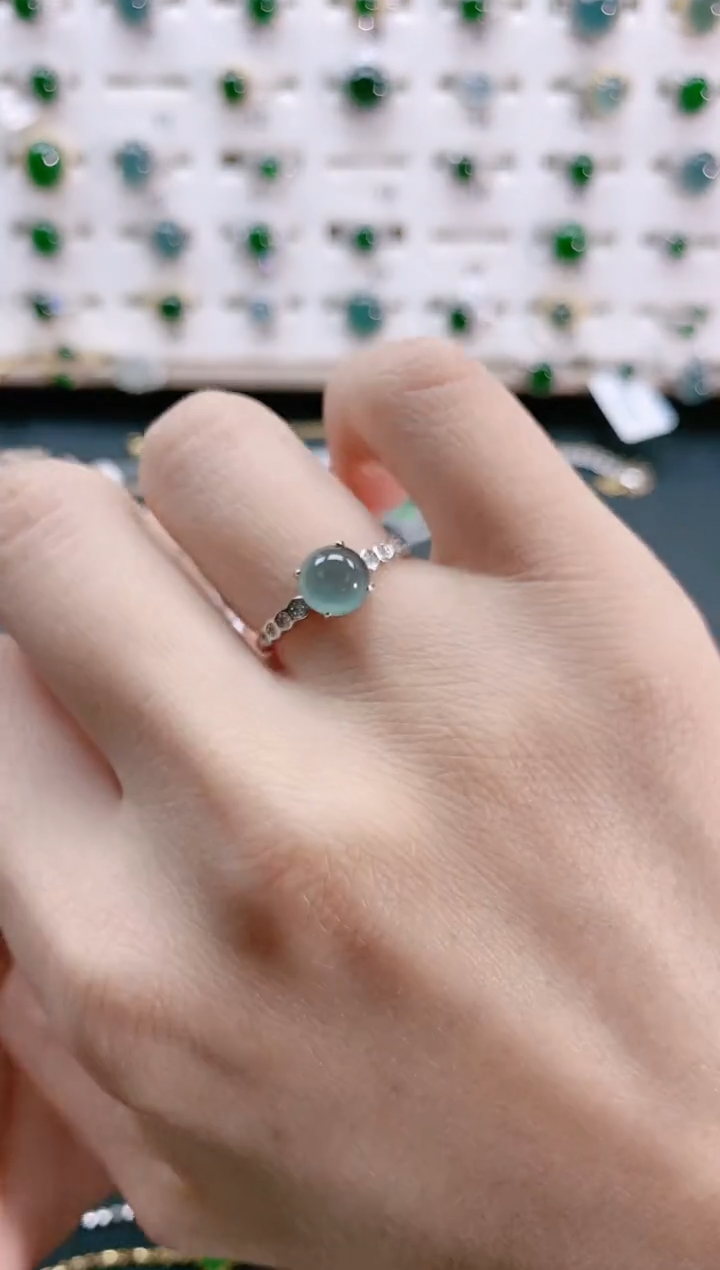 【闪购商品】翡翠戒指银S925镶嵌天然翡翠