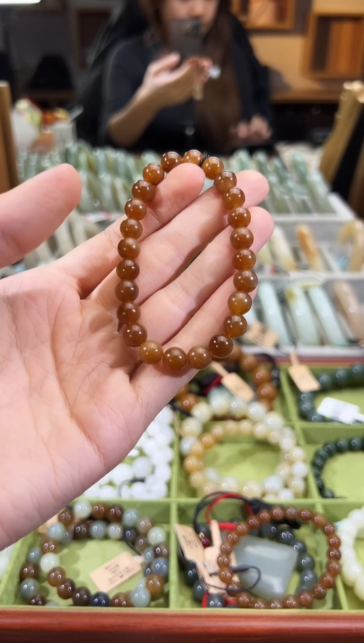 未镶嵌手串和田玉且末料金山糖手串卡8