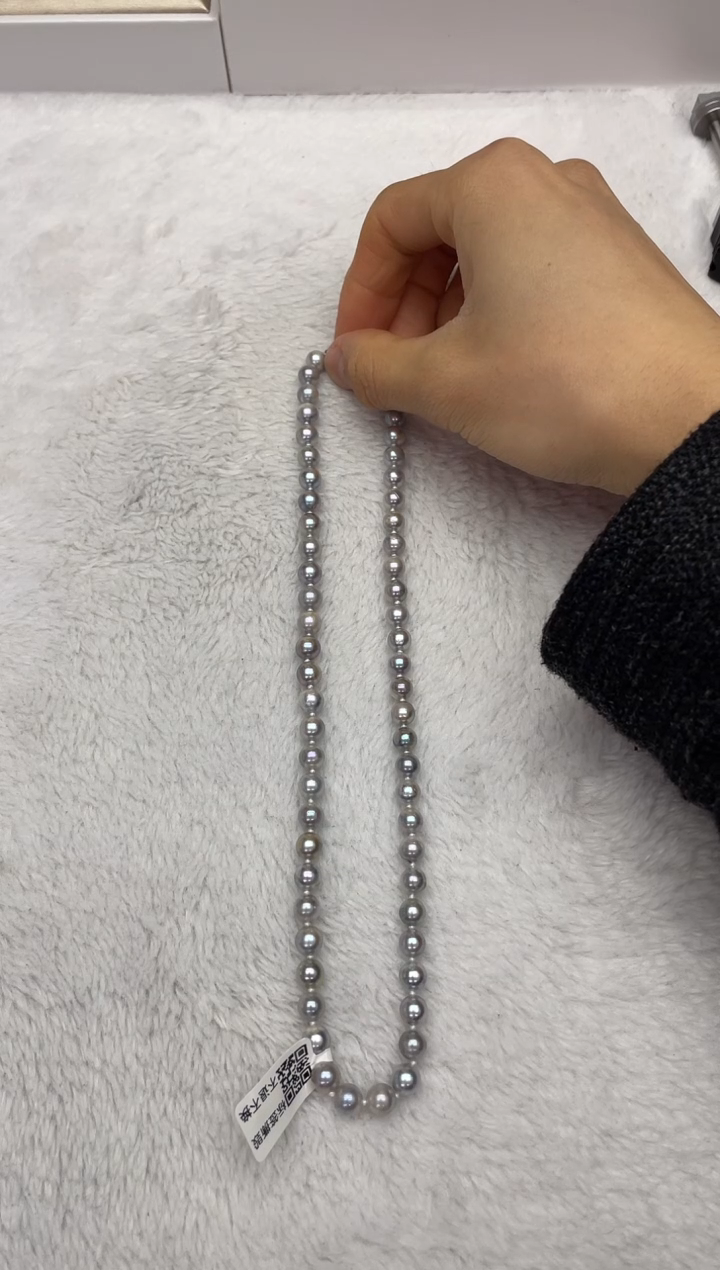 【闪购商品】海水珍珠项链银S925镶嵌AK真多麻6.5-7mm（多样性发一）