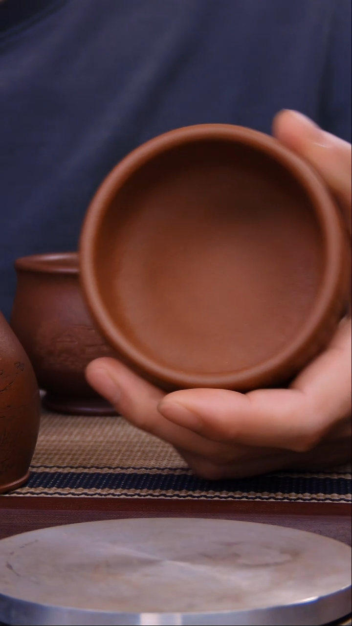 茶杯紫砂深井紫泥杯子