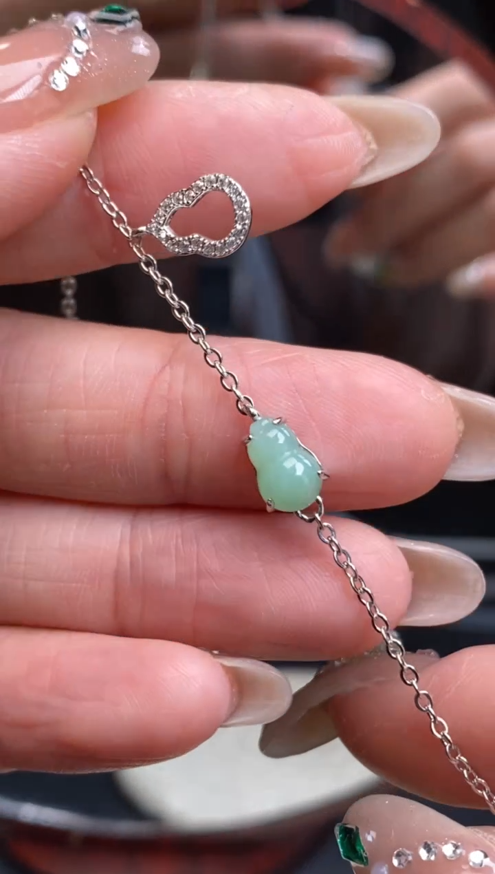 颈饰银S925镶嵌翡翠净货17079