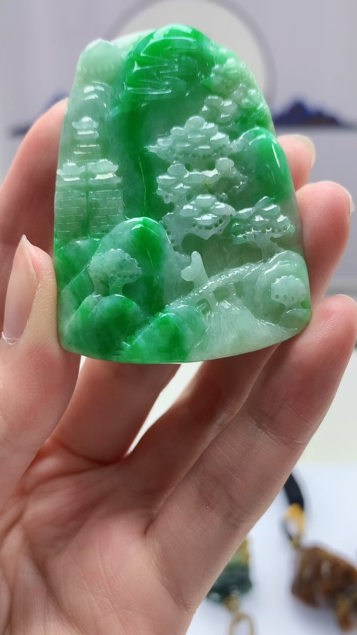 【闪购商品】定制翡翠未镶嵌4917zm-毛货挂件山水181