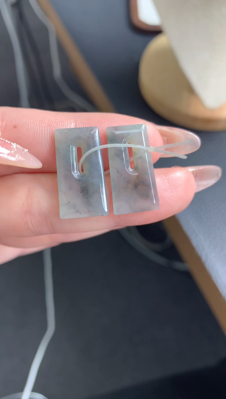 【闪购商品】定制翡翠未镶嵌一对方糖