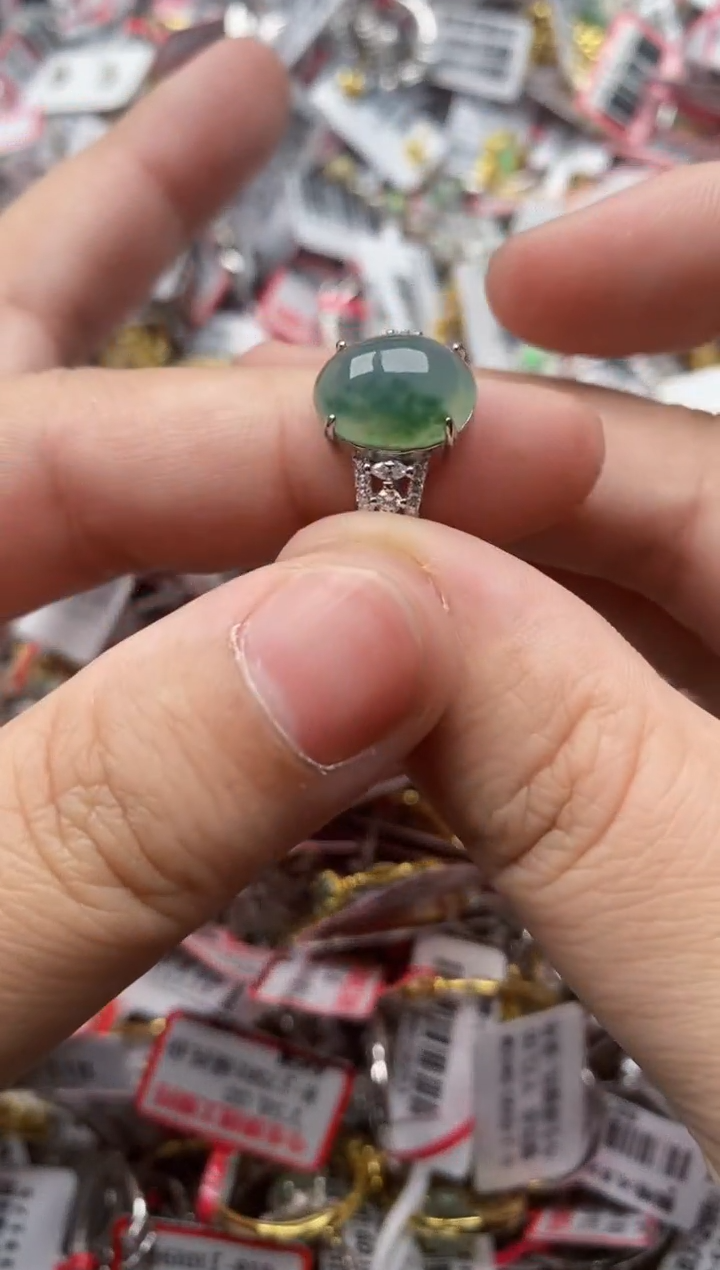 【闪购商品】翡翠戒指银S925镶嵌55555---3