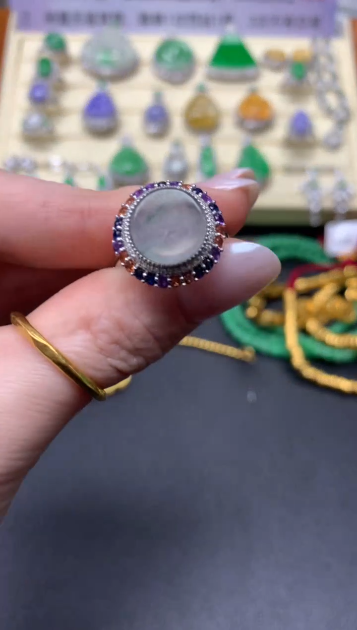 【闪购商品】翡翠戒指18K金镶嵌戒指|4500+450