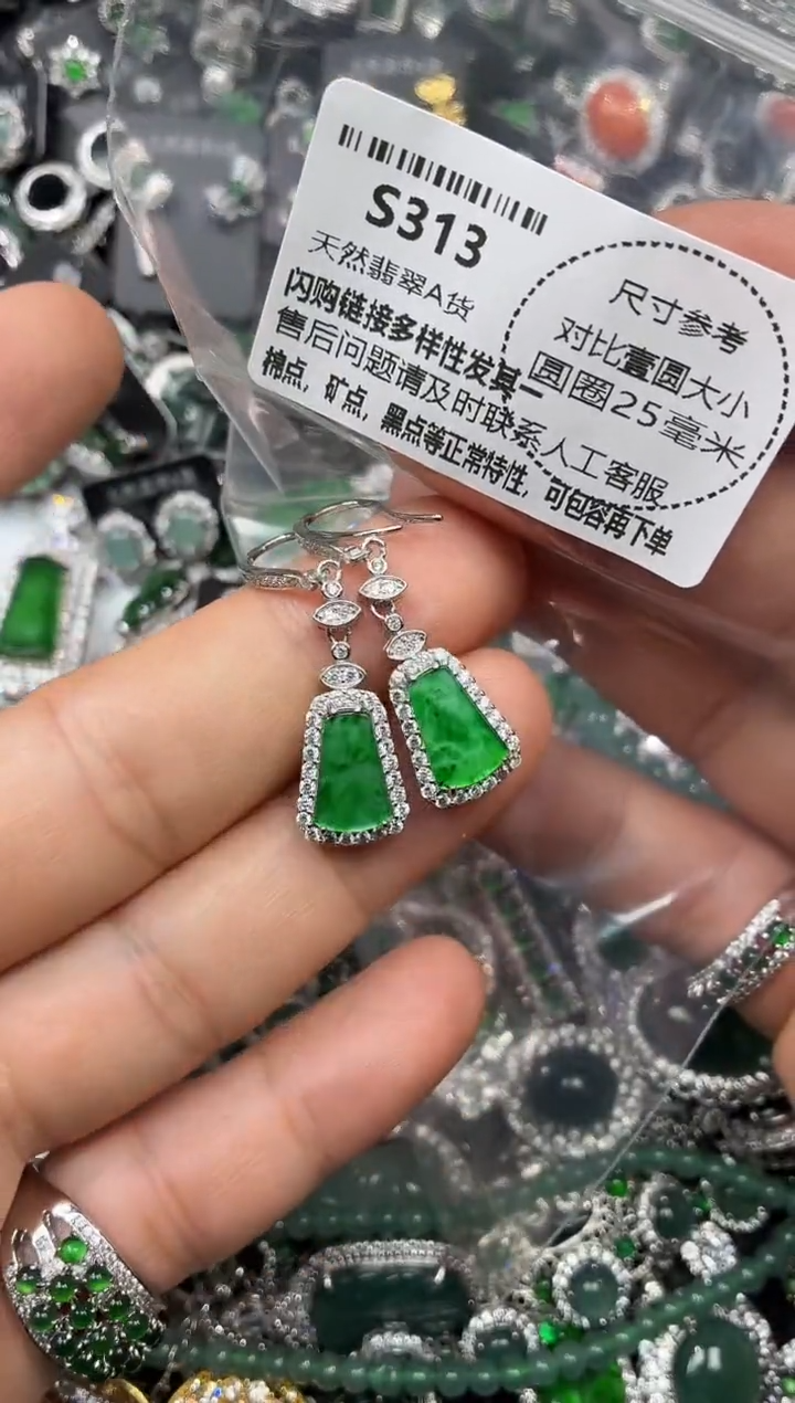 颈饰未镶嵌翡翠S313耳钩