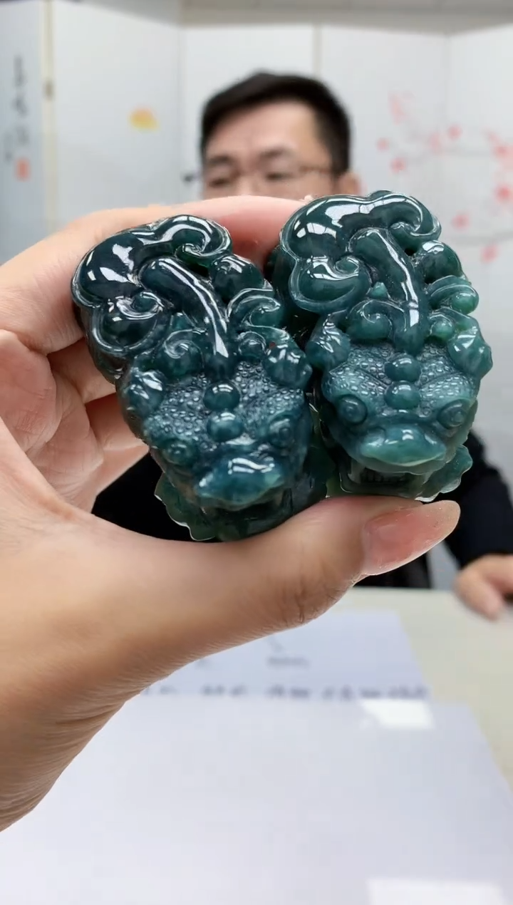 【闪购商品】定制翡翠未镶嵌5152MM-毛货对牌111