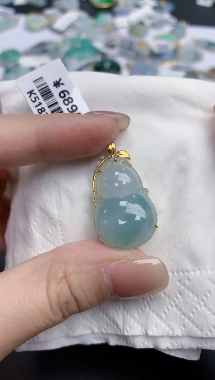 【闪购商品】翡翠颈饰18K金镶嵌天然缅甸翡翠A货