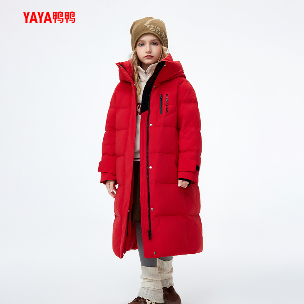 YAYA/鸭鸭儿童羽绒服冬长款加厚极寒大被子红色新年拜年服外套