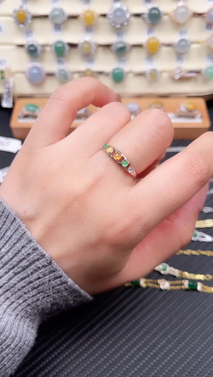 【闪购商品】翡翠戒指银S925镶嵌戒指38