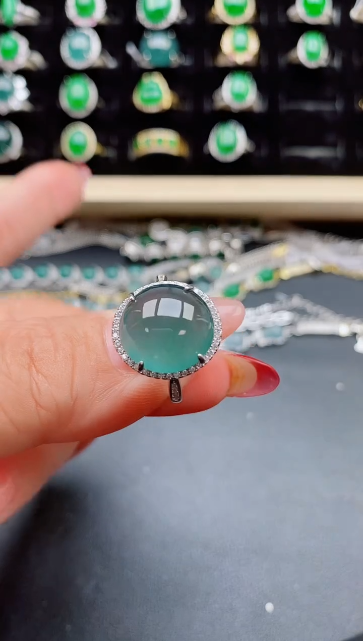 【闪购商品】翡翠戒指银S925镶嵌321312