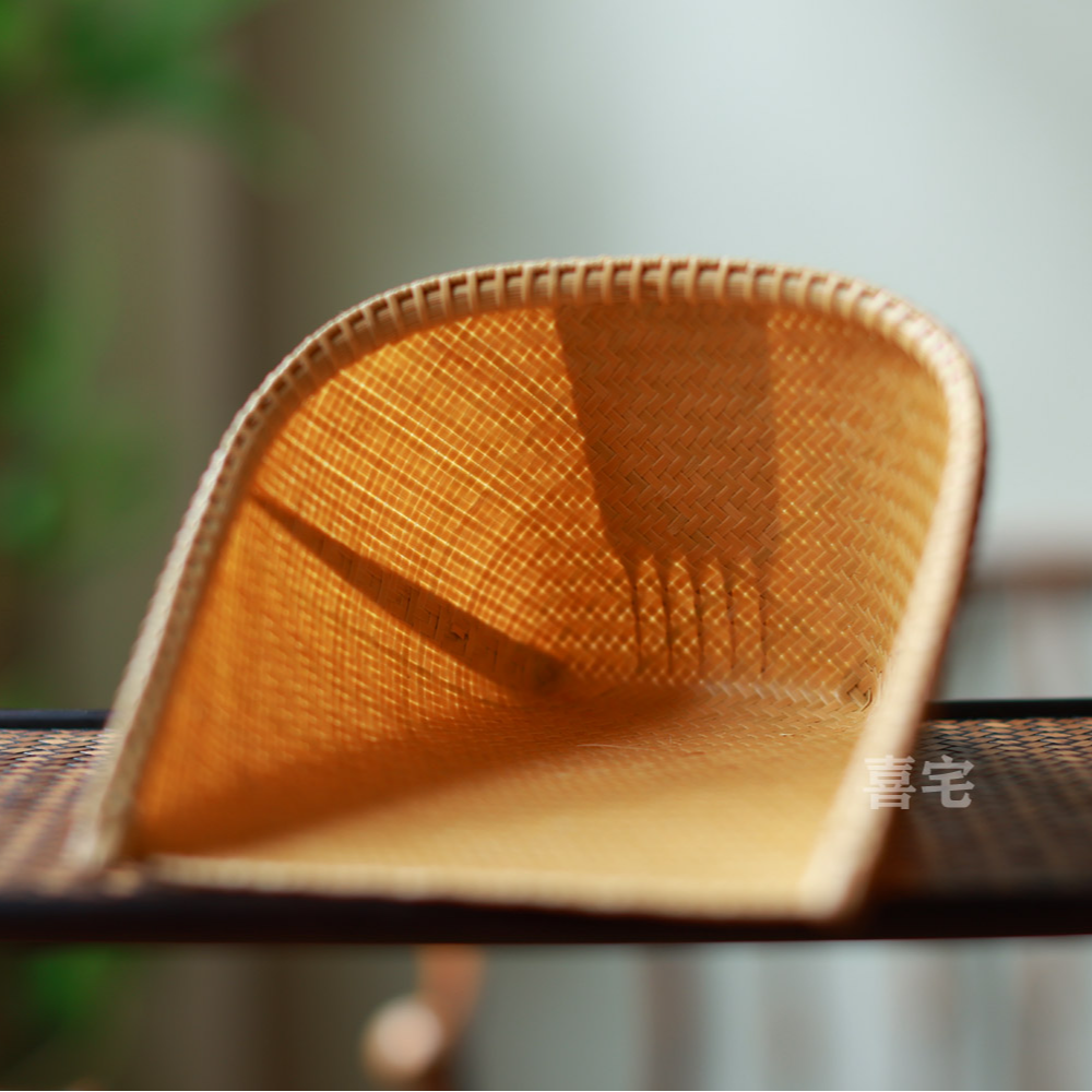 名家胡正仁 竹编簸箕大茶则本色老味传统茶荷茶道配件竹器