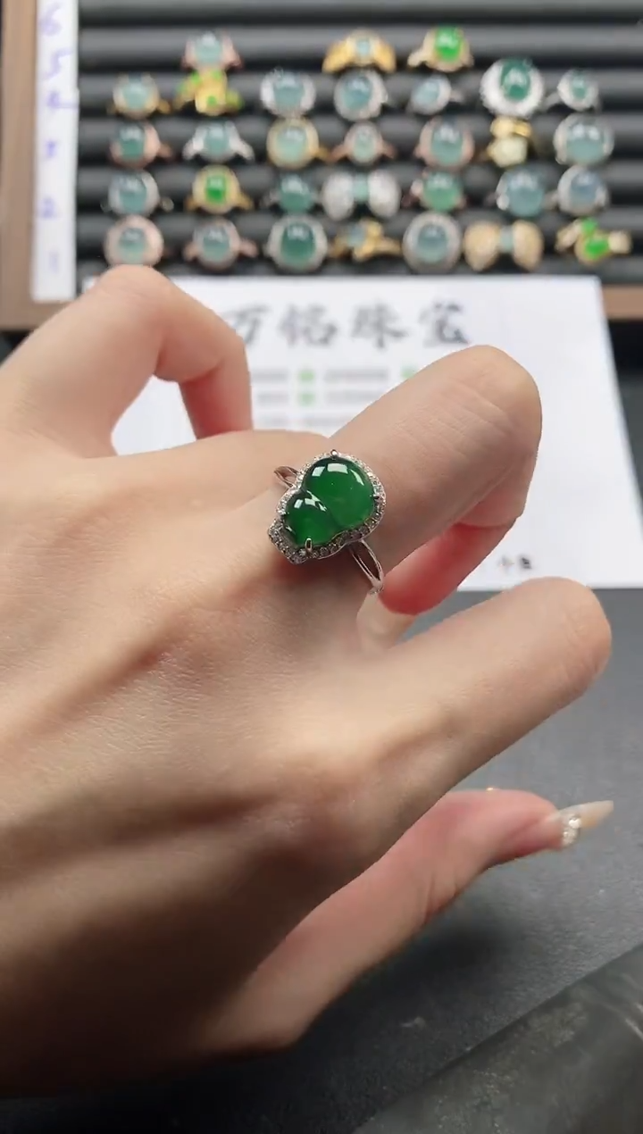 银S925镶嵌戒指翡翠15511