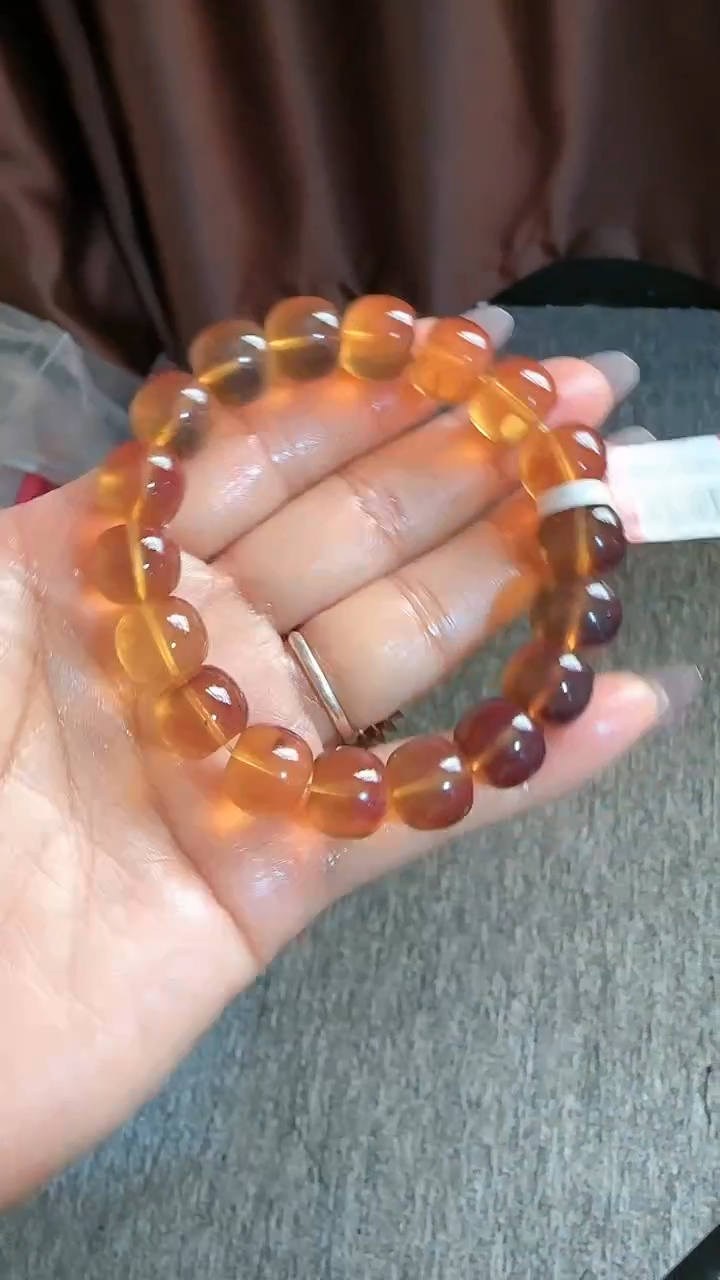 【闪购商品】琥珀手链未镶嵌规格12桔黄蜜老型手串#85