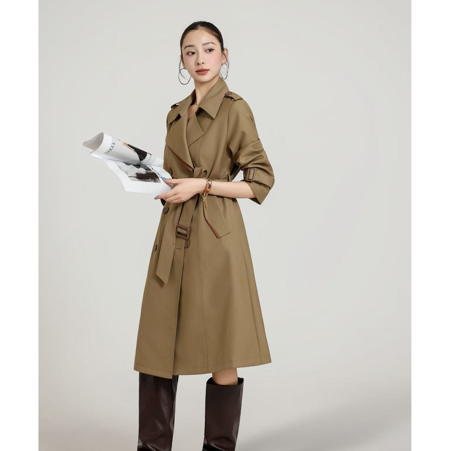 长款英伦中长款2025秋季新款外套风衣学院大衣痞帅炸街风女装