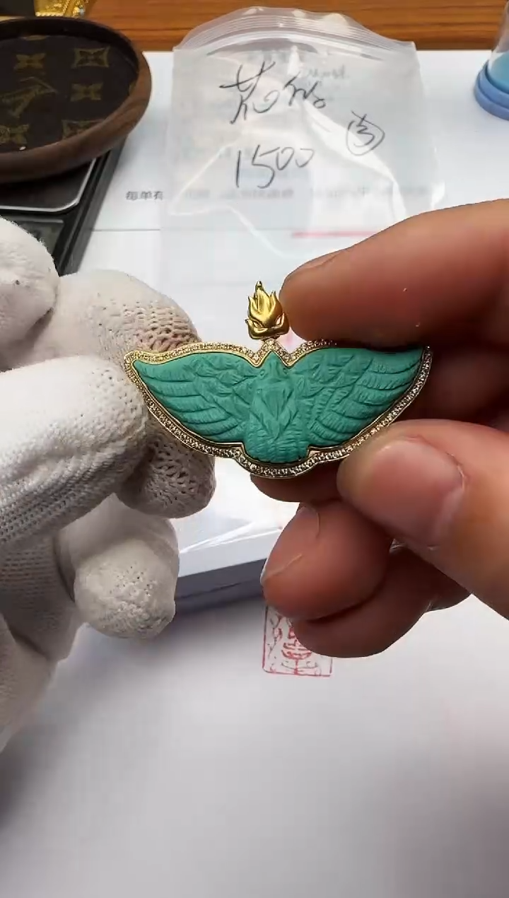 【闪购商品】绿松石吊坠(不含链)18K金镶嵌绿松石 吊坠