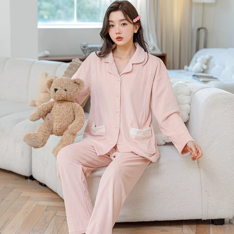 3846牛奶绒月子服秋冬款产后哺乳睡衣女冬季孕妇喂奶家居服装330g