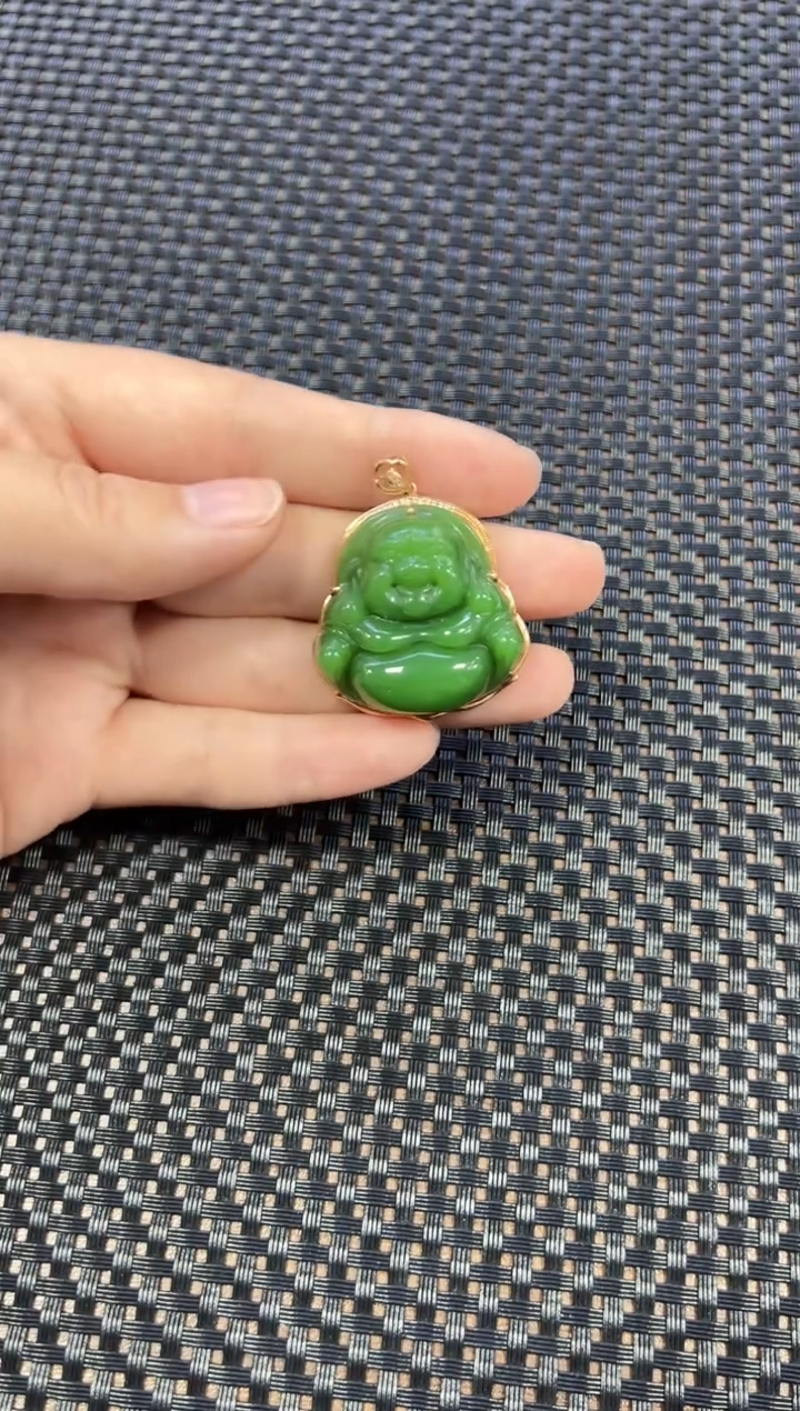 【闪购商品】和田玉吊坠18K金镶嵌佛公（多样性发一件）