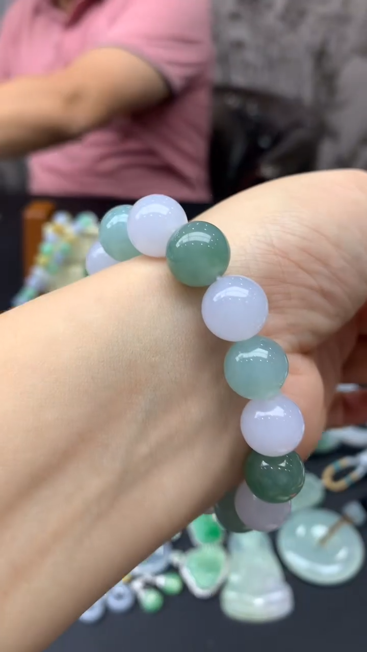 【闪购商品】翡翠手串18K金镶嵌37-天然翡翠