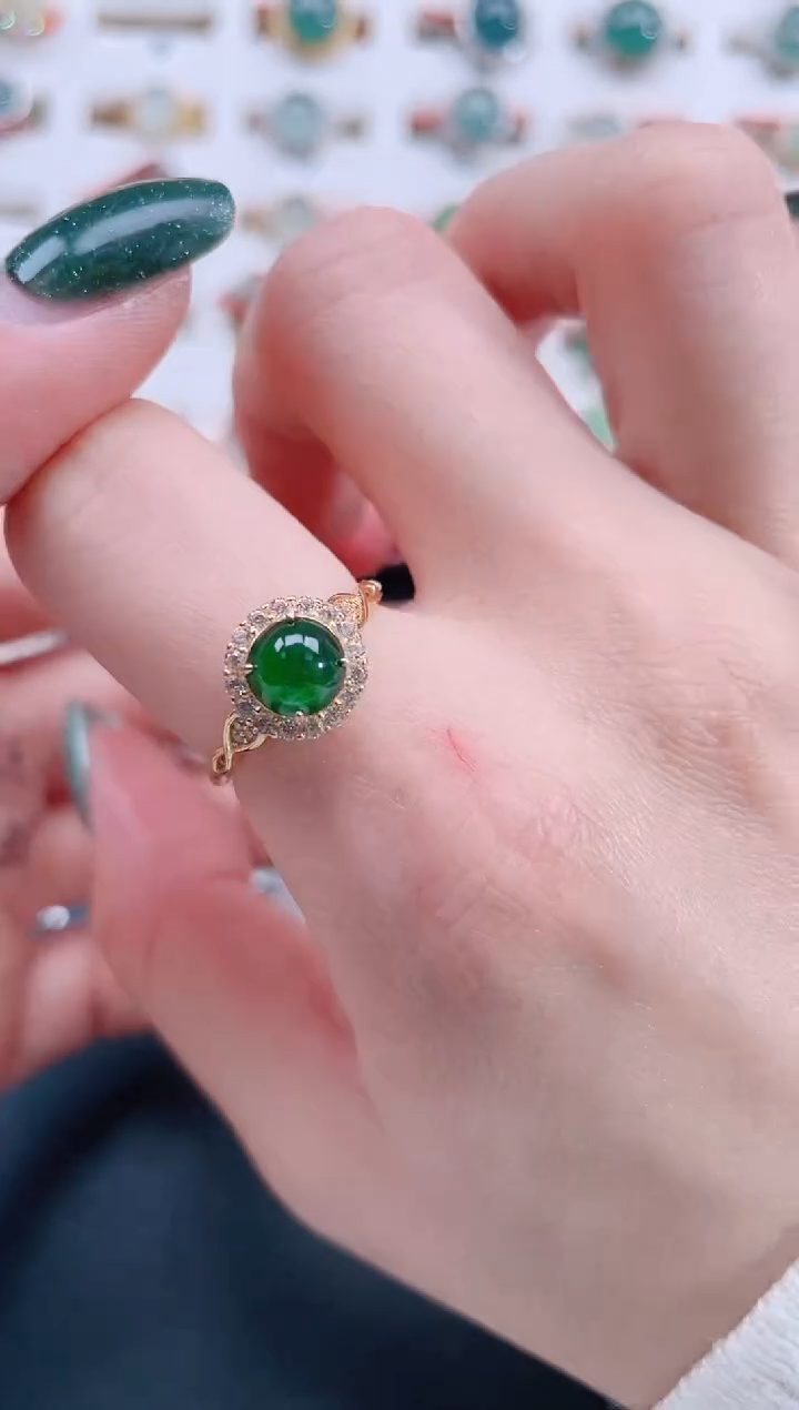 银S925镶嵌戒指翡翠天然翡翠